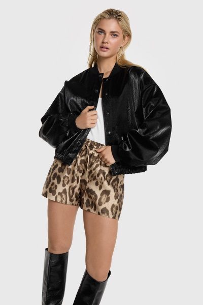 Alix/velvet leather bomber