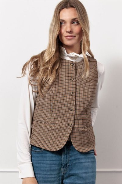 StudioA/Fie check gilet carame - Afbeelding 2