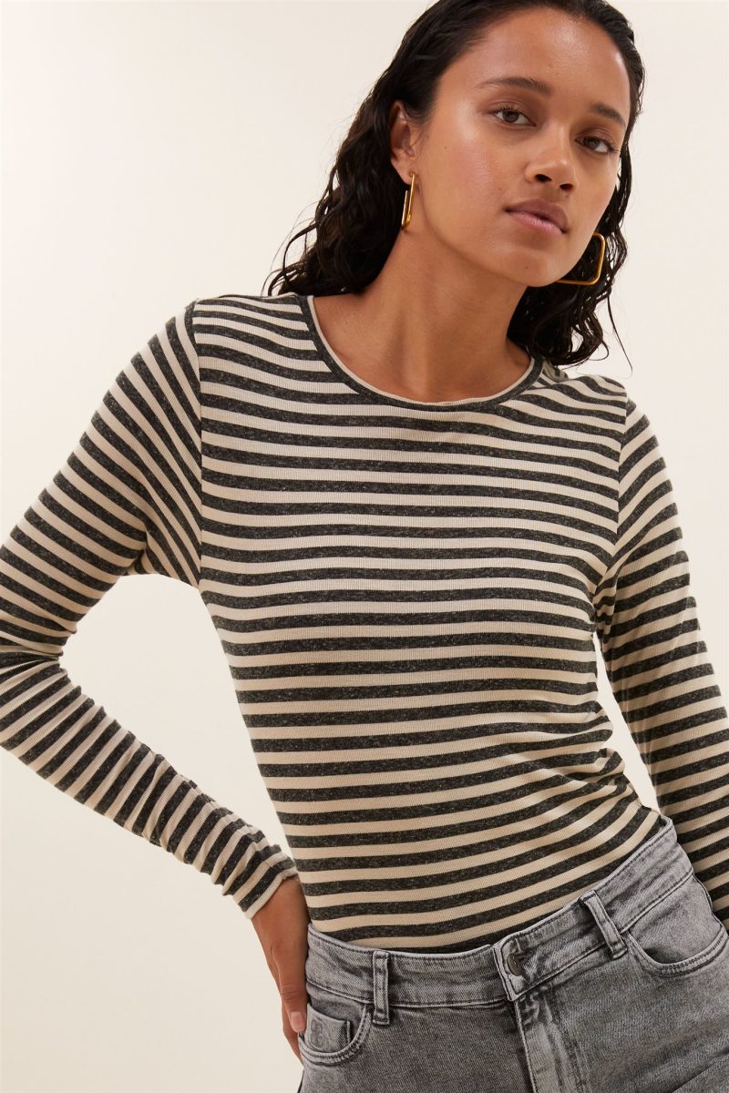 by-bar/ Basic l/s stripe top