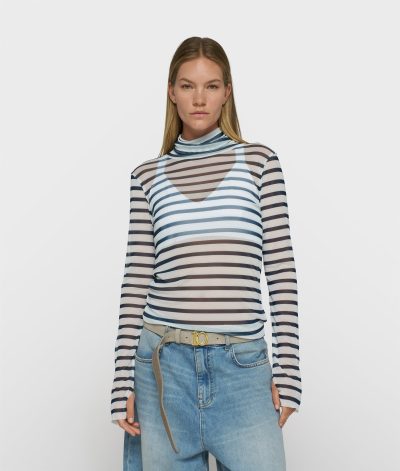 10Days/ mesh sleeve stripe
